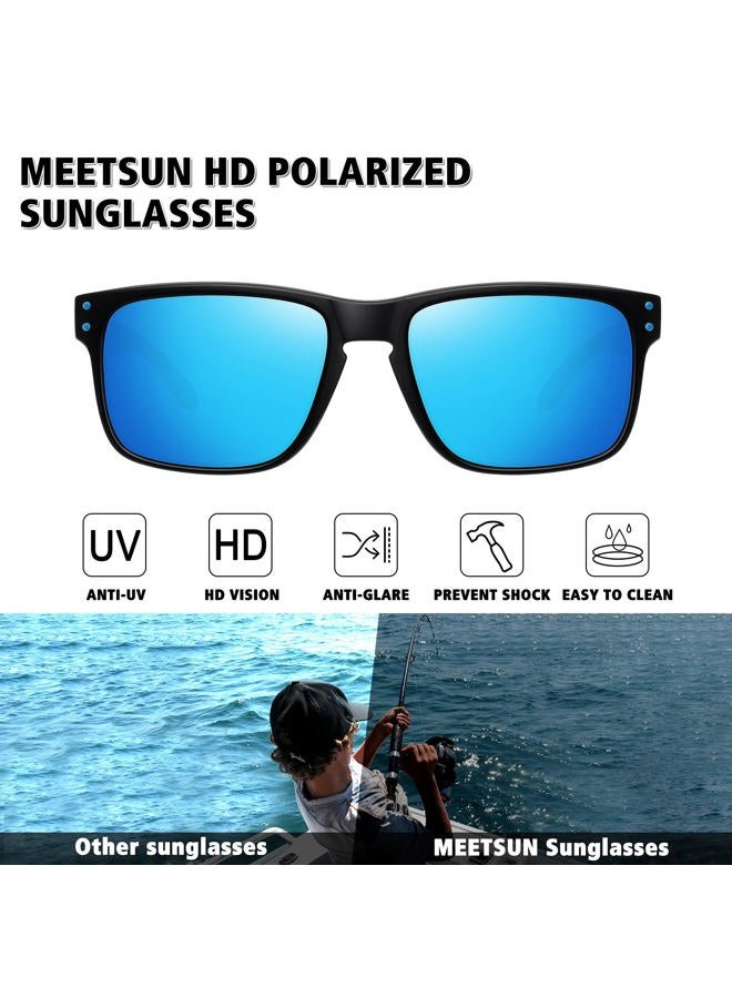 MEETSUN Polarized Sunglasses for Men Women Sports Driving Fishing Glasses UV400 Protection, Blue Mirror+red Mirror 2pack, Standard - Image 2