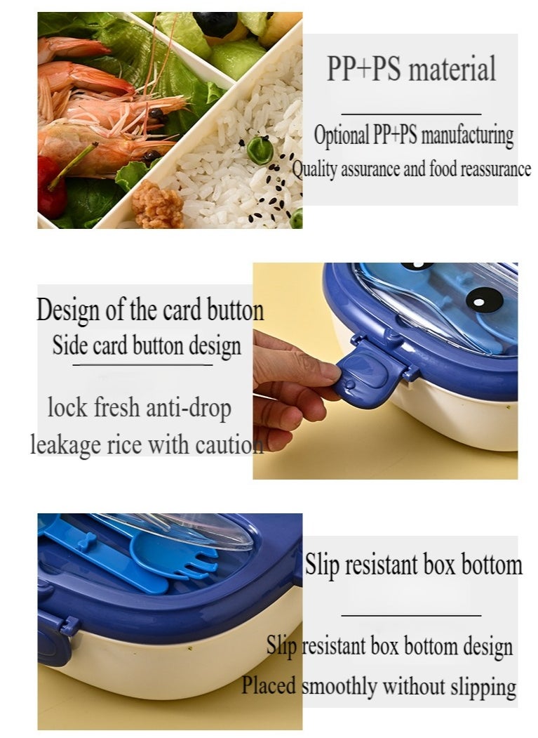 Healife Kids Bento Box, Portable Fashion Camping Outing Lunch Box, Kids Student Bento Box, Peter Pan Shape Grid Lunch Box, 3 Compartment Bento Box, Microwave & Dishwasher & Freezer Safe  - Image 3