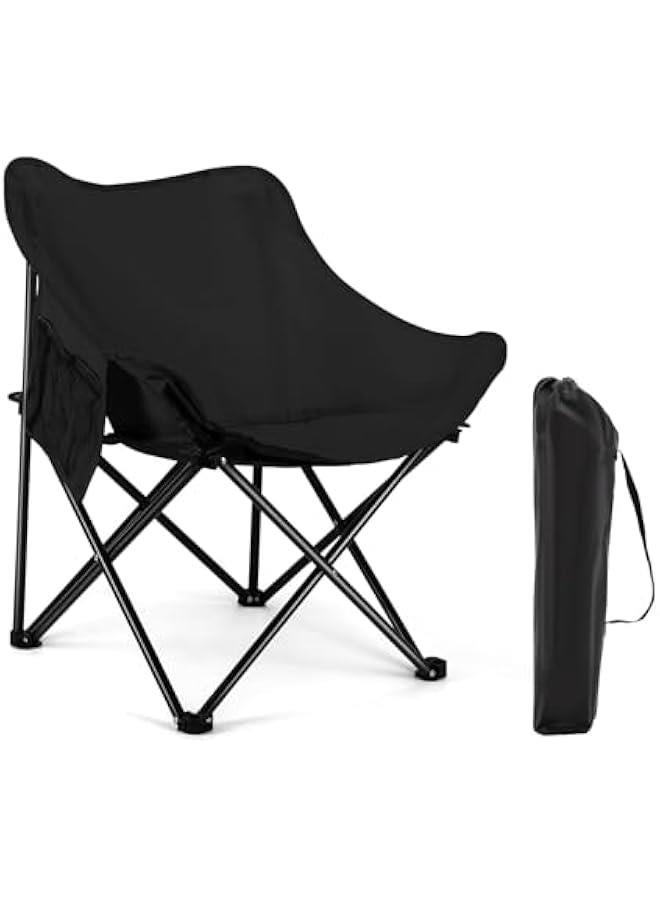 ميكسد كراسي تخييم، كرسي تخييم محمول وخفيف الوزن، كرسي قابل للطي للبالغين، كراسي خفيفة الوزن للمشي لمسافات طويلة في الهواء الطلق والنزهات والسفر، اسود (159-02) - Image 1