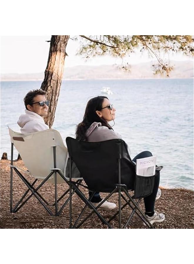 ميكسد كراسي تخييم، كرسي تخييم محمول وخفيف الوزن، كرسي قابل للطي للبالغين، كراسي خفيفة الوزن للمشي لمسافات طويلة في الهواء الطلق والنزهات والسفر، اسود (159-02) - Image 2