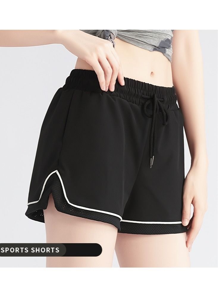 Loquat Women Quick Dry Breathable Yoga Shorts Black 