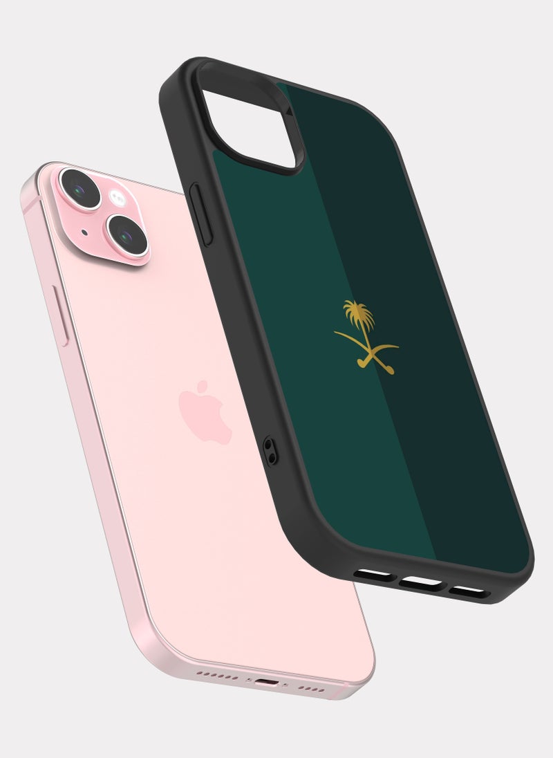 بكسلات كفر ايفون 15 بلس السعودية العظمى اخضرو ذهبي - Image 2