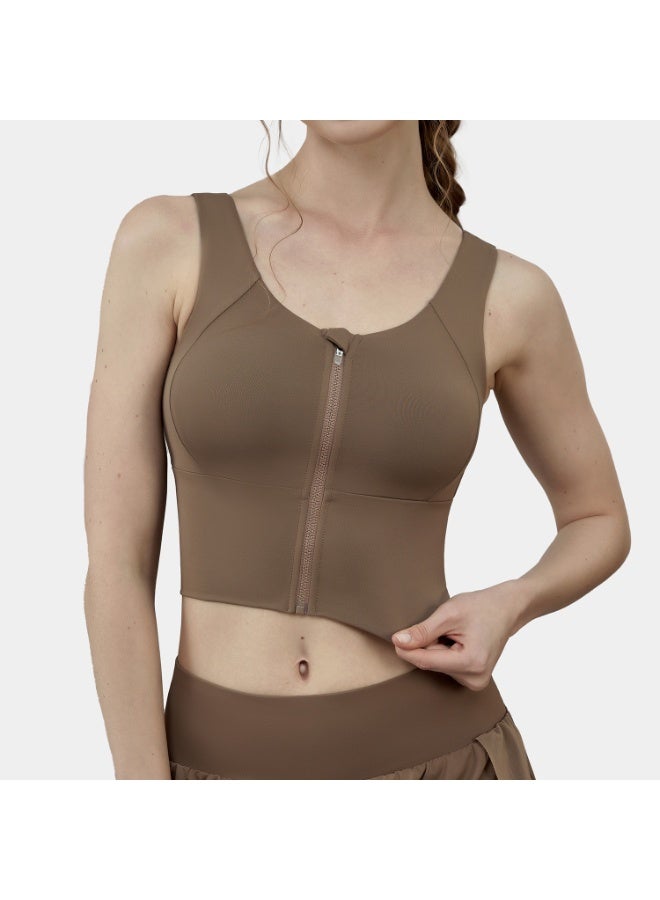 High Impact Bras For Women Zip Front Sports Bra Top Padded Running Athletic Fitness Crop Top Gym Workout Sports-Wear - Image 1