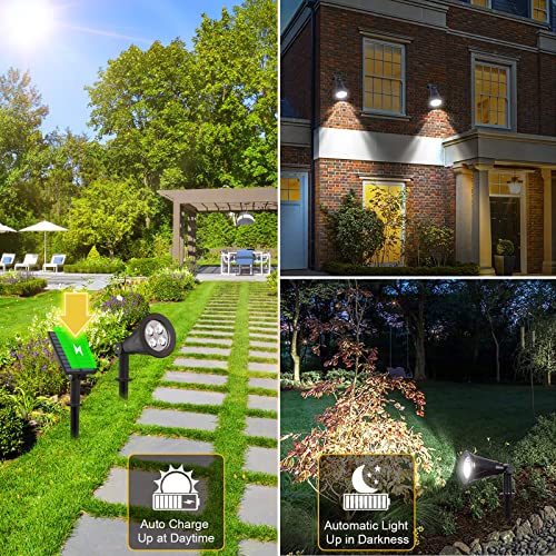 T-SUNUS ضوء سبوت LED يعمل بالطاقة الشمسية T-SUNUS لعيد الميلاد أبيض 6000K، لوحة منفصلة مع كابل بطول 9.8 قدم، أضواء سبوت خارجية مقاومة للماء IP65 للحدائق والفناء والساحة وممر السيارات وهالوين - عبوة من 2 - Image 4