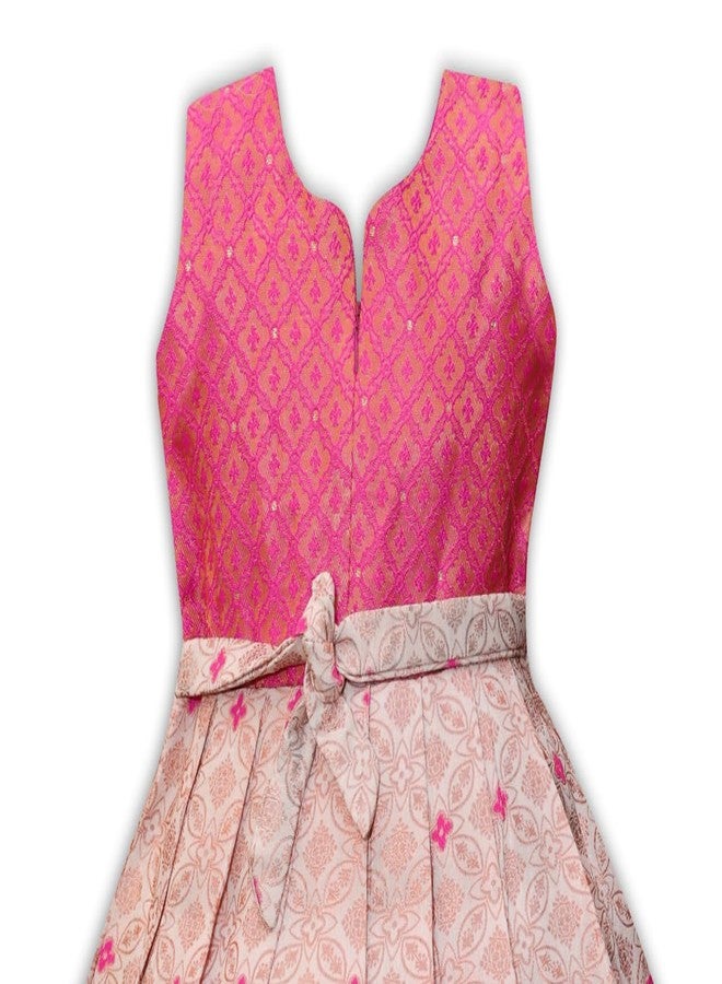 Suzvan New South Indian Traditional Pattu Pavadai Jacquard Frock Dress for Baby Girls - Image 4