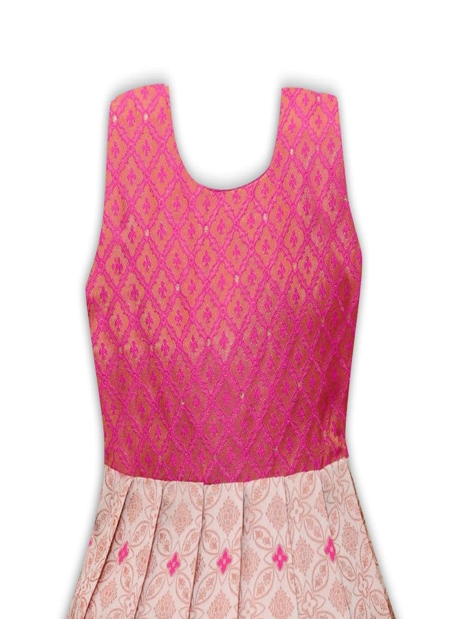Suzvan New South Indian Traditional Pattu Pavadai Jacquard Frock Dress for Baby Girls - Image 3