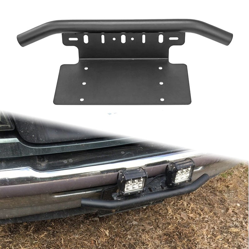 DaSen Front Bumper 6x12 inch Universal License Plate Holder Mounting Bracket Compatible with Off-Road LED Light Pod Compatible with Jeep Most ATV Truck Pickup - Image 3