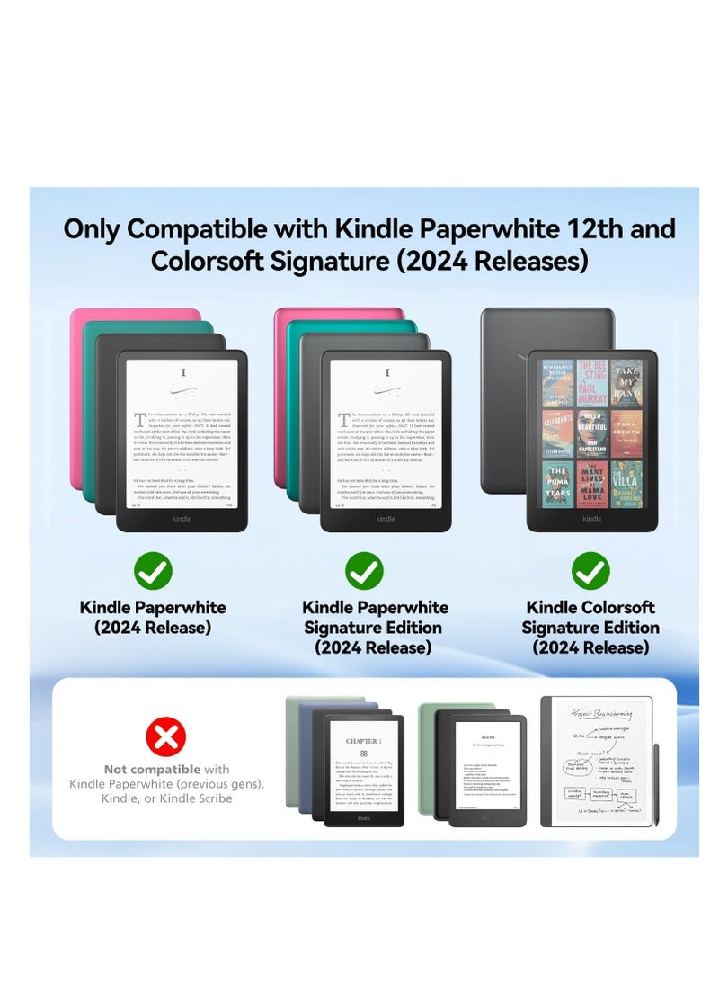 Slimshell Case Cover with Hand Strap Belt for 7" All-New Kindle Paperwhite 12th 2024 or Kindle Paperwhite Signature Edition 2024, Smart Shell with Auto Sleep/Wake (Black)  - Image 3