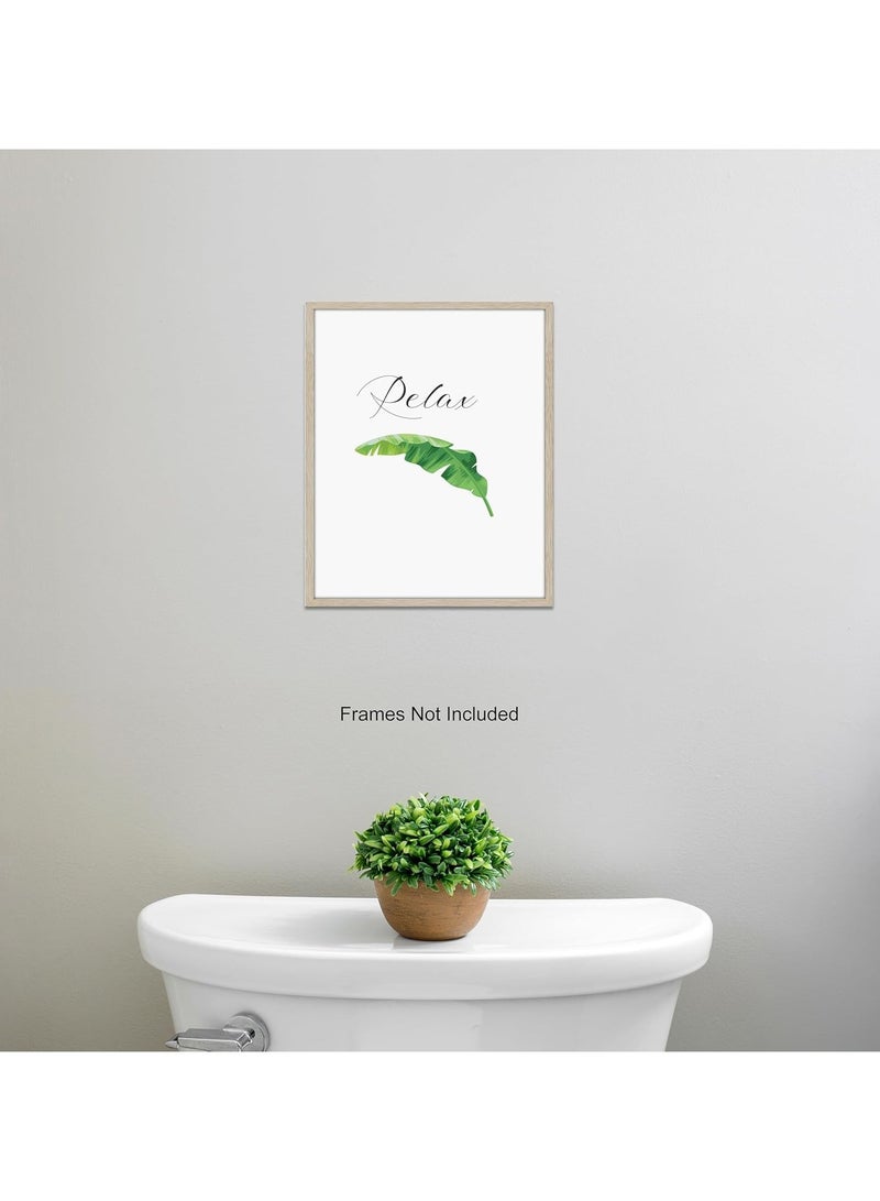 مؤسسة فكرة اليوم اليوم فكرة الحمام جدار الفن مجموعة من 4 | مطبوعات نباتية Relax Soak Unwind Canvas ديكور | 8x10 بوصة ملصقات غير مؤطرة لغرفة النوم وغرفة المعيشة - Image 3