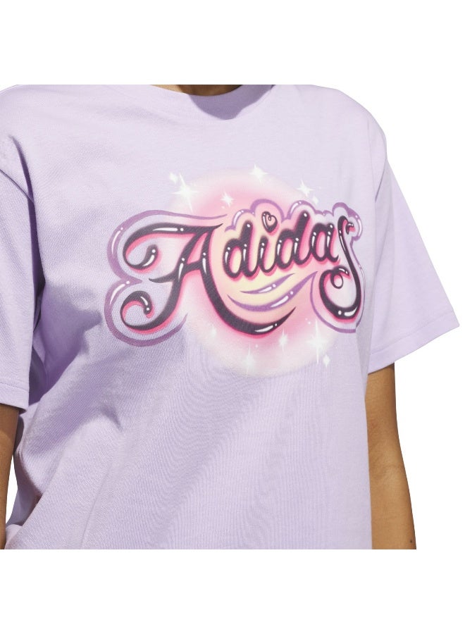Adidas W Airbrush T Purple Training T-Shirts For Women XS - Image 5