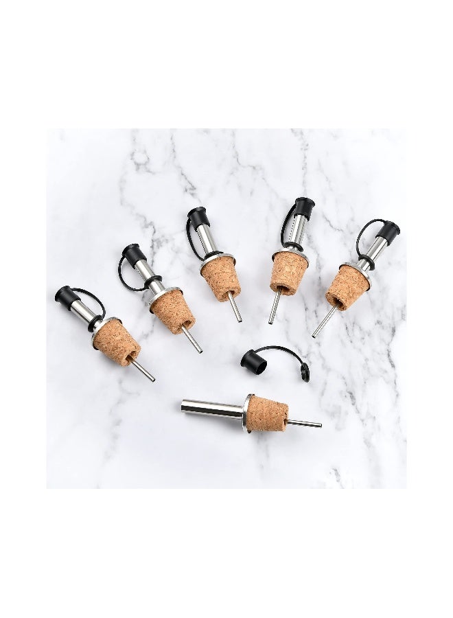 16 Pack Cork Bottle Spouts, Stainless Steel Oil Bottle Stoppers, Bottle Dividers with Dust Caps, Oil Pour Spouts Rubber Bottle Corks for Olive Oil and Vinegar Bottles - Image 4