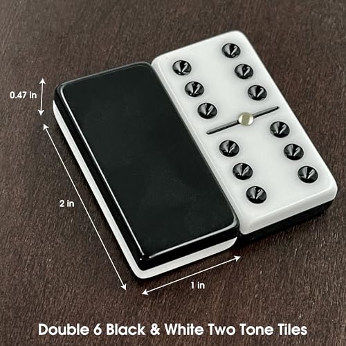 CHH Black and White Double 6 Two Tone Jumbo Domino Tiles with Spinner - Image 3
