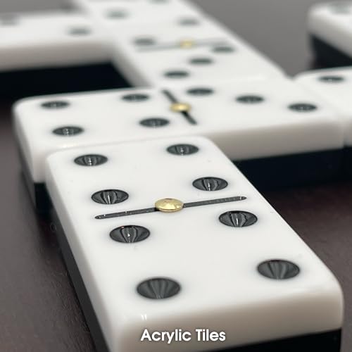CHH Black and White Double 6 Two Tone Jumbo Domino Tiles with Spinner - Image 5