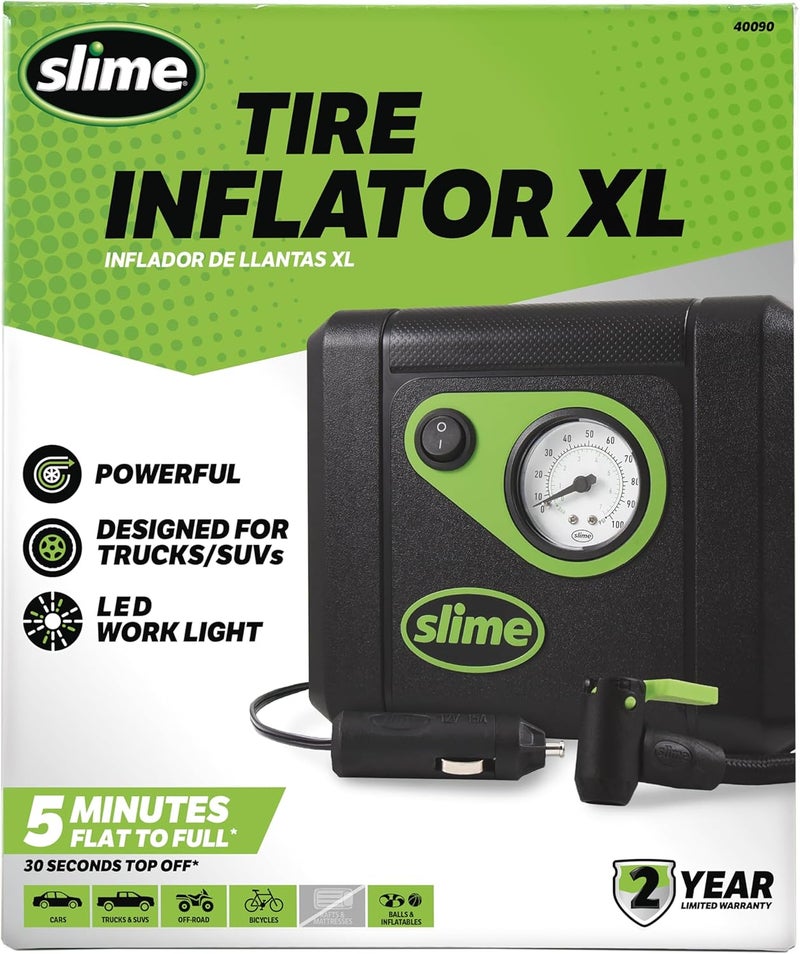 Slime Tire Inflator XL 40090, Quickly Inflates Large Tires of Trucks & SUVs, Quick Connect Air Hose & Space Saving Cord Storage, Inflates Tire in 5/7 mins - Image 1