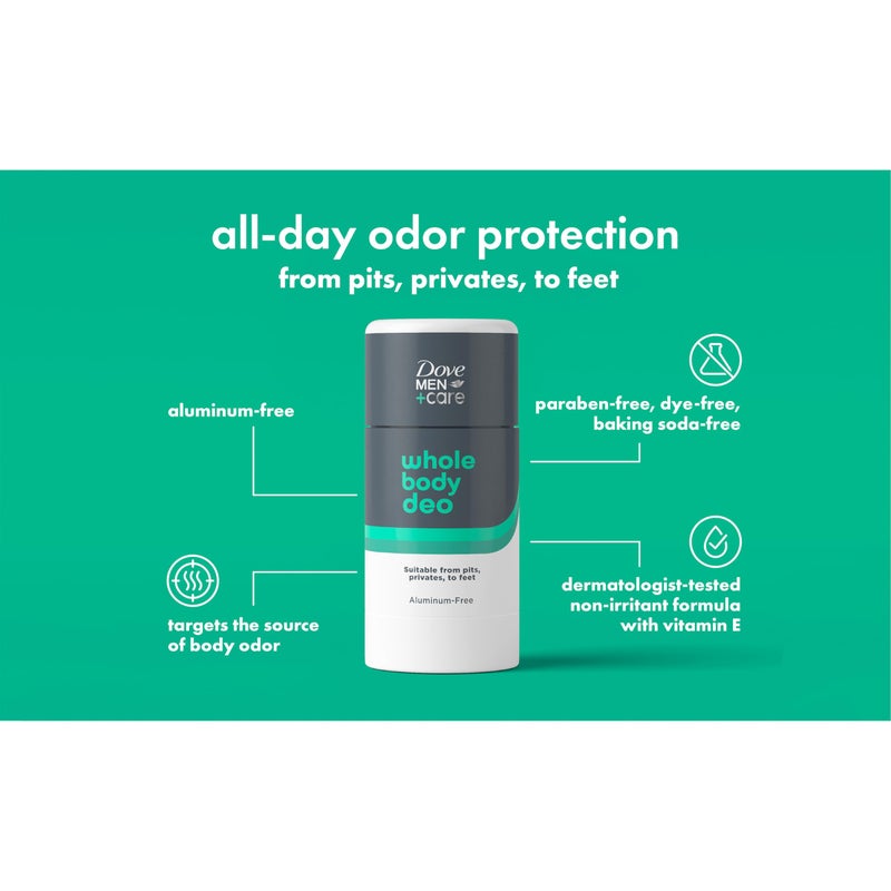 Dove Men+Care دوف للرجال + العناية مزيل العرق للجسم بالكامل خالي من الألمنيوم عصا الألوة + الخيزران يساعد على تجنب الاحتكاك مناسب من الإبطين والأماكن الحساسة إلى القدمين 2.6 أونصة - Image 3