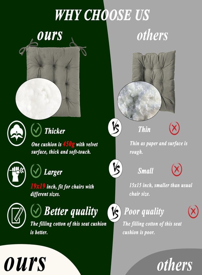 FlyGulls Rocking Chair Cushions Indoor Velvet Chair Pads High Back and Seat Cushion 2 Piece Set Grey - Image 4