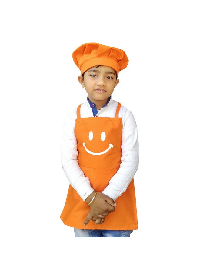 Switchon Switchon Polyester Waterproof Adjustable Kids Multi purpose Cooking Apron with a chef cap School Apron - Proudly made in india (Orange, 6Yrs to 11 Yrs) - Image 1