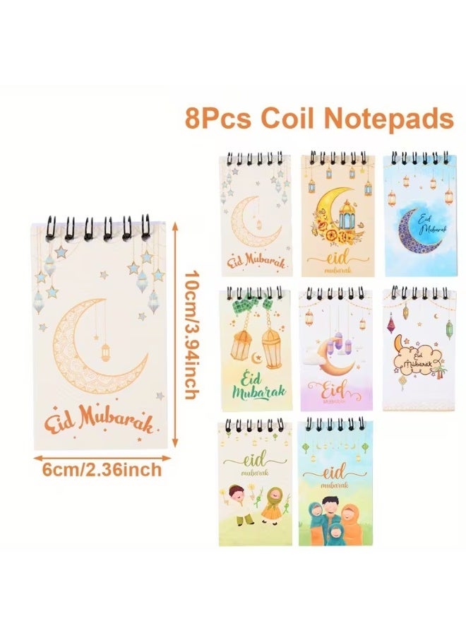 ٨ دفاتر صغيرة لعيد مبارك - دفاتر حلزونية بتصميم القمر والنجمة لتزيين حفلات رمضان والعيد، هدايا إسلامية، لوازم حفلات رمضان كريم - Image 5
