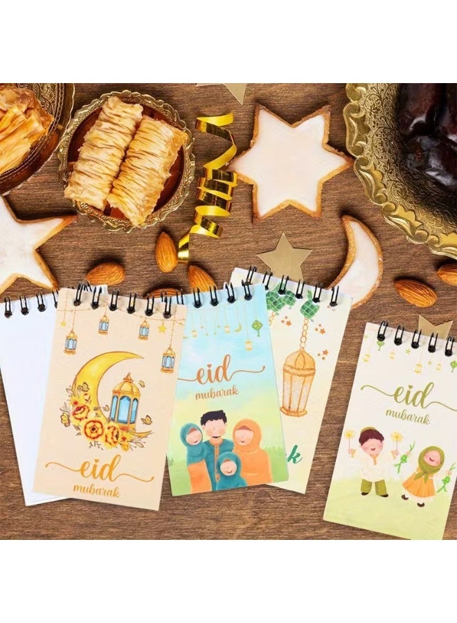 ٨ دفاتر صغيرة لعيد مبارك - دفاتر حلزونية بتصميم القمر والنجمة لتزيين حفلات رمضان والعيد، هدايا إسلامية، لوازم حفلات رمضان كريم - Image 4