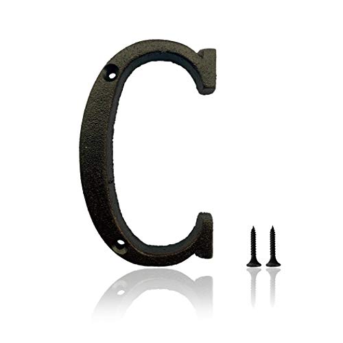hom&us 5 Inch House Numbers, Cast Iron House Numbers for Outside, Address Numbers for Houses, Farmhouse, Garage, Shop, Offices, Hotel, LETTER C - Image 1