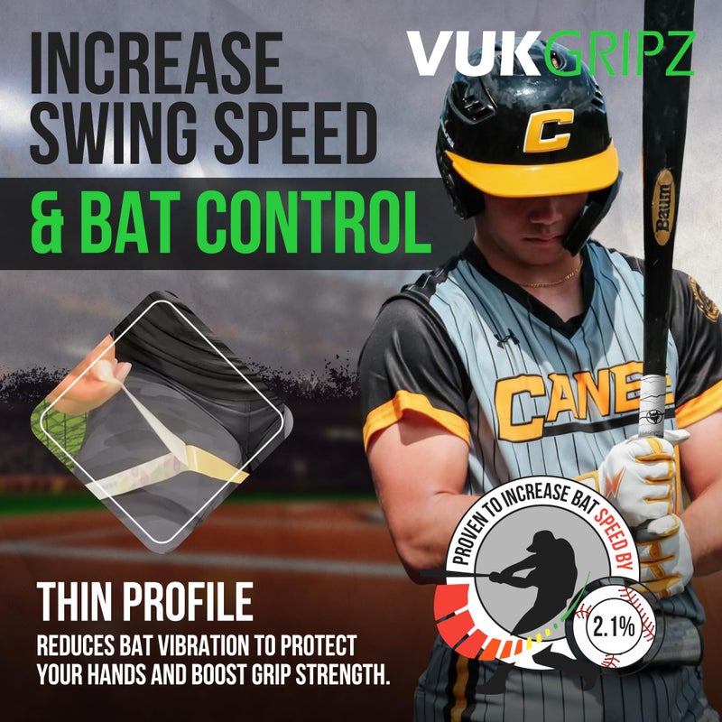 VukGripz Pulse White Baseball Bat Grip Tape - Non-Sticky, Friction-Based, Moisture-Wicking, Vibration-Reducing Batting Grips for Baseball & Softball - Official Bat Tape Grip of Team USA, USA-Made - Image 5