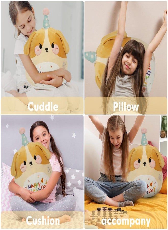 ARELUX Jumbo 18in Cute Dog Cuddle Plush Soft Stuffed Animal Large Birthday Pillow Kids Huggable Puppy Plushie Toy Big Size Happy Birthday Party Decoration Plushies Gift for Friends Boys Girls Yellow - Image 5