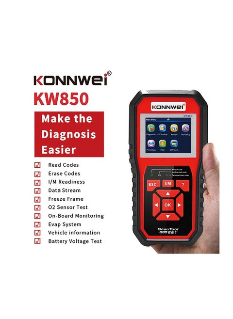 KONNWEI KW850 Professional OBD2 Scanner Auto Code Reader Diagnostic Check Engine Light Scan Tool for OBD II Cars After 1996