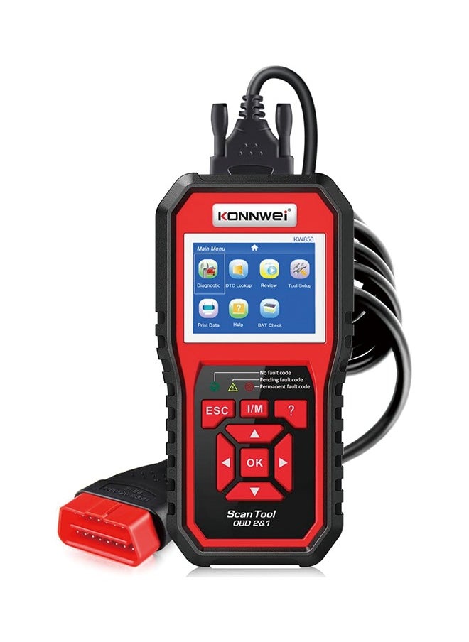 كونوي KONNWEI KW850 المهنية Obd2 الماسح الضوئي السيارات رمز القارئ التشخيص فحص ضوء المحرك أداة مسح ضوئي للسيارات obd II بعد 1996  - Image 2