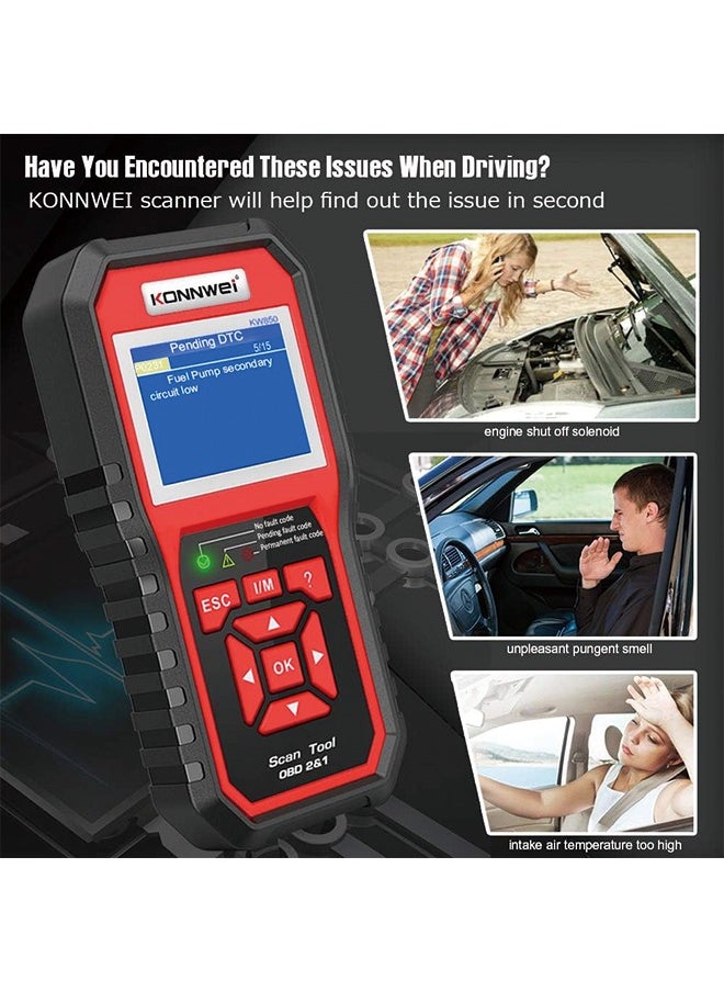 Konnwei - KONNWEI KW850 Professional OBD2 Scanner Auto Code Reader Diagnostic Check Engine Light Scan Tool for OBD II Cars After 1996 - Image 1