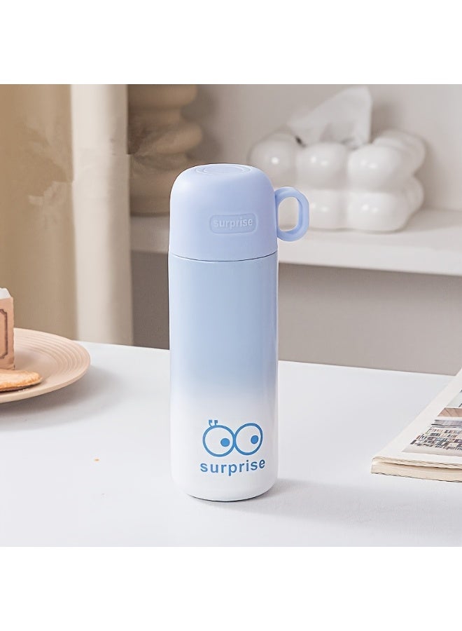 Original 450ml thermos tumbler with 1 cup, thermal bottle, vacuum-insulated tea and coffee thermos, made of stainless steel. A convenient travel mug for hot and cold beverages, ideal for children and babies. Leak-proof design.