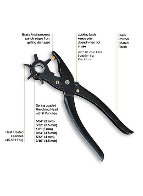 ZIGLY ZIGLY Strong Steel Handle Revolving Leather Punch Plier with Plastic Cover Multicolour  - Image 3