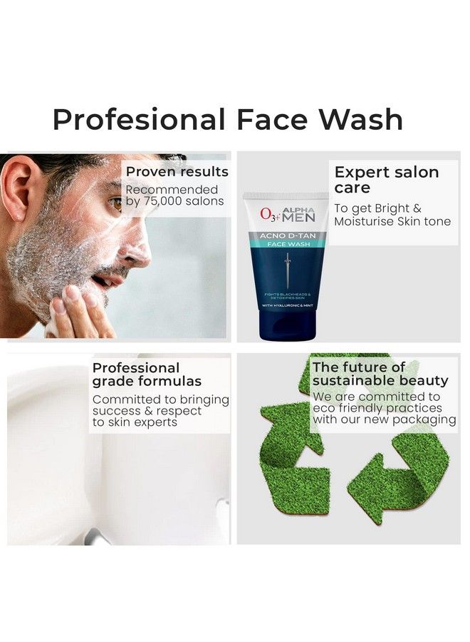 O3+ Alpha Men Acno Dtan Face Wash With Hyaluronic & Mint ; Fights Blackheads & Detoxifies Skin 50Ml - Image 5