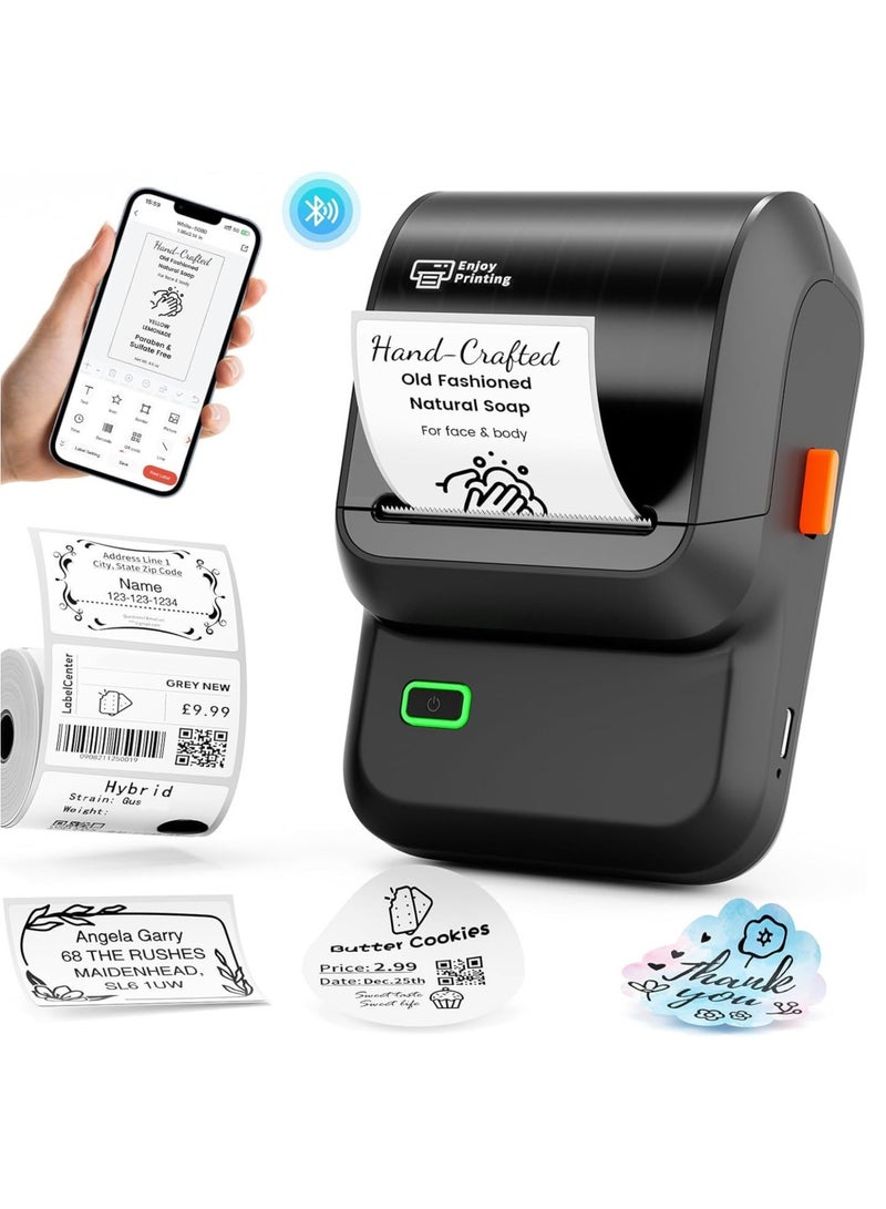 Joshberg Label Maker,Barcode Label Printer, Bluetooth Label Maker Machine with Tapes for Small Business,Home Use,Logo,Sticker Printer with 80 Fonts & 300 Templates - Image 1
