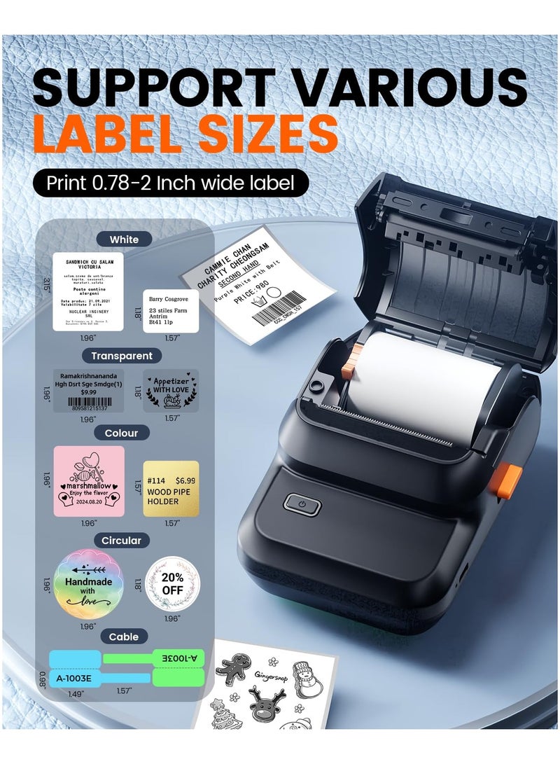 Joshberg Label Maker,Barcode Label Printer, Bluetooth Label Maker Machine with Tapes for Small Business,Home Use,Logo,Sticker Printer with 80 Fonts & 300 Templates - Image 2