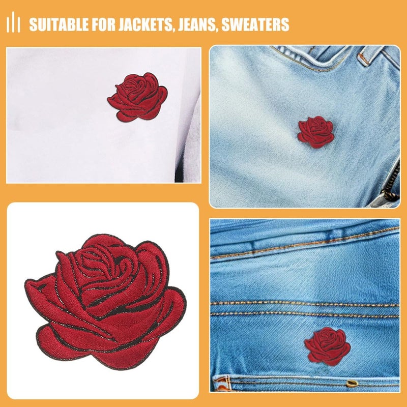 5pcs Embroidered Iron-on Rose Flower Applique Patches for Clothing DIY Sewing Decoration on Jackets Jeans Backpacks - Image 3