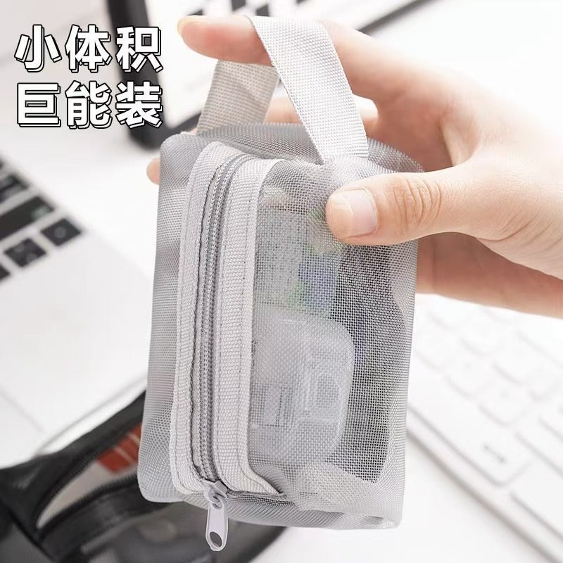 Mesh Bag Storage Bag Mini Zipper Bag Cosmetic Bag Large Capacity Change Key Small Bag Portable Card Bag Red Envelope - Image 5