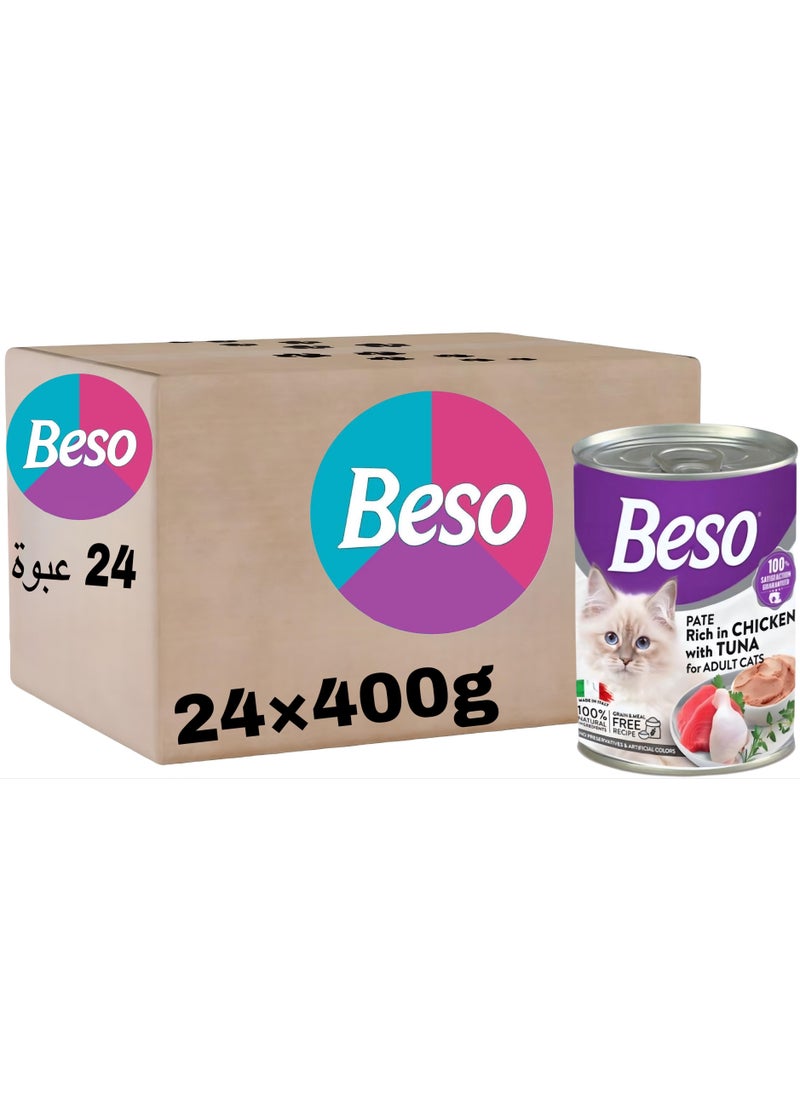 Beso Wet cat food (24 packs) - Beso - Tuna & chicken - 24 × 400g  - Image 1