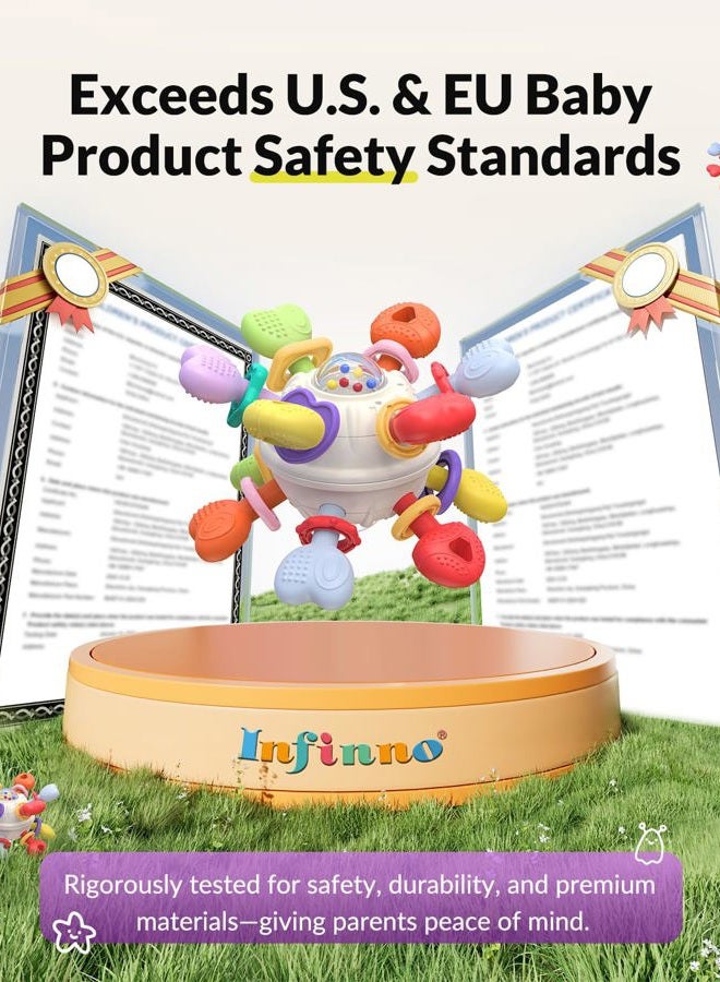 Infinno Baby Montessori Rattle & Teething Toys - Safe, Multi-Functional BPA-Free Silicone Sensory Learning Teether Baby Toys for Infant 0-12 Months Teething Relief & Fun Play Perfect Baby Gift for Boys Girls - Image 5