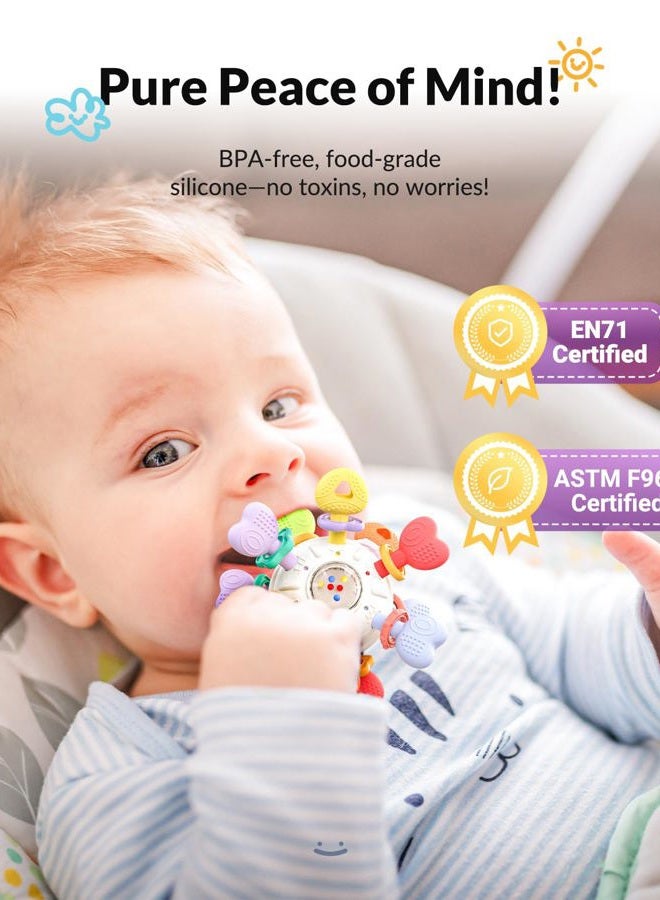 Infinno Baby Montessori Rattle & Teething Toys - Safe, Multi-Functional BPA-Free Silicone Sensory Learning Teether Baby Toys for Infant 0-12 Months Teething Relief & Fun Play Perfect Baby Gift for Boys Girls - Image 3