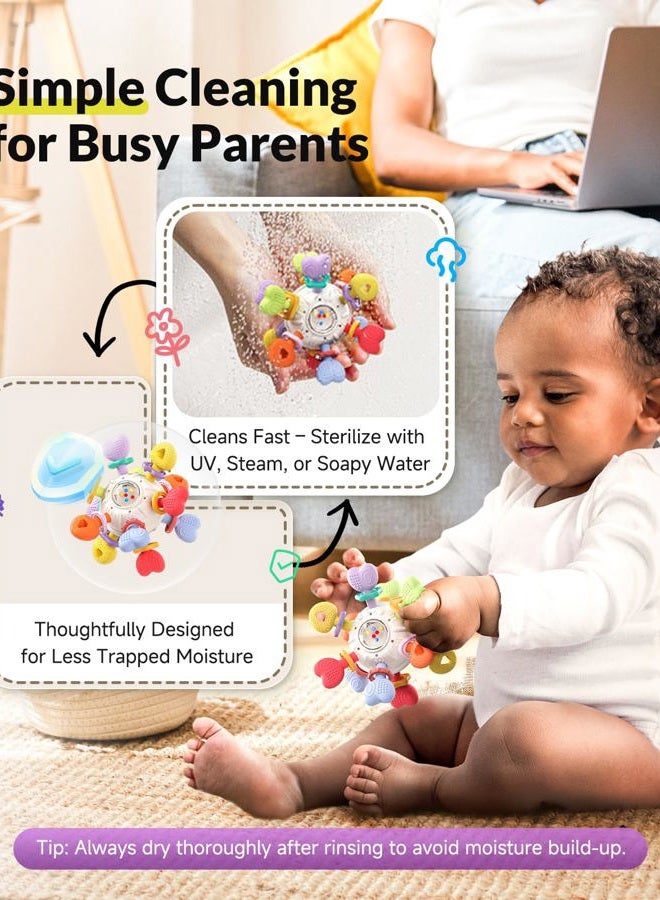 Infinno Baby Montessori Rattle & Teething Toys - Safe, Multi-Functional BPA-Free Silicone Sensory Learning Teether Baby Toys for Infant 0-12 Months Teething Relief & Fun Play Perfect Baby Gift for Boys Girls - Image 4