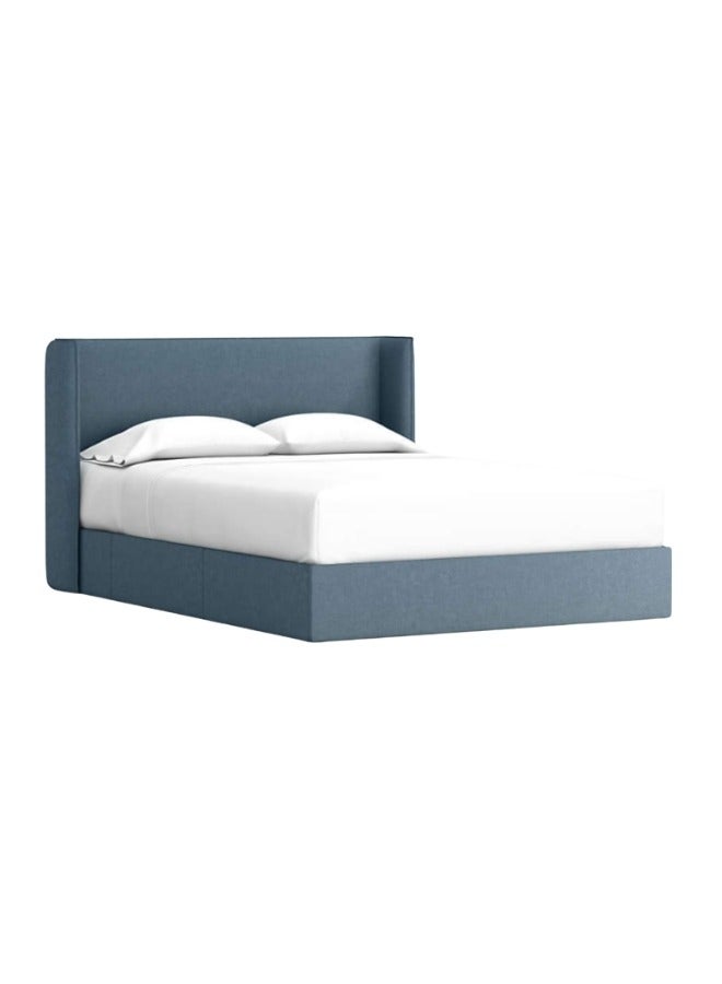 Space Embrace Noah Shelter Denim Blue Upholstered Kids Storage Bed Frame - Image 2