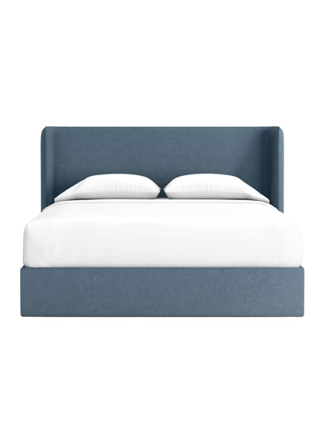 Space Embrace Noah Shelter Denim Blue Upholstered Kids Storage Bed Frame - Image 1