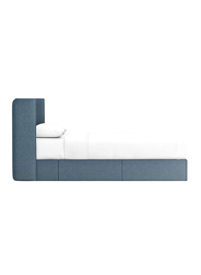 Space Embrace Noah Shelter Denim Blue Upholstered Kids Storage Bed Frame - Image 3
