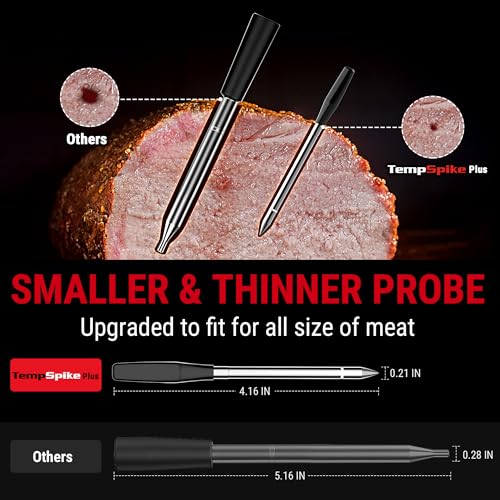 ThermoPro TempSpike Plus 600FT Wireless Meat Thermometer with Upgraded Ultra-Thin Probe, Bluetooth Meat Thermometer Wireless for Outside Grill, Smoker Thermometer for BBQ Oven Rotisserie Sous Vide - Image 2
