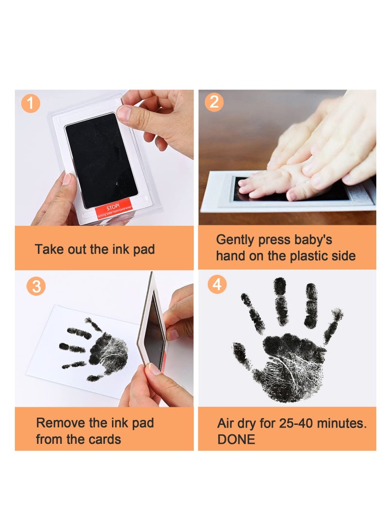 Bebiland 3 Baby Inkless Print Pads with 6 Lmprint Cards, Baby Handprint and Footprint Kit, Safe Non-toxic for Feet and Hands, Family Keepsake (Black)  - Image 4