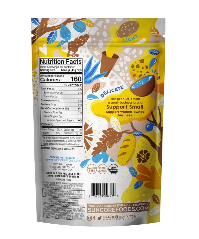 Suncore Foods Organic Snow Quinoa Flakes, Gluten-Free, Non-GMO, 8oz (1 Pack) - Image 2