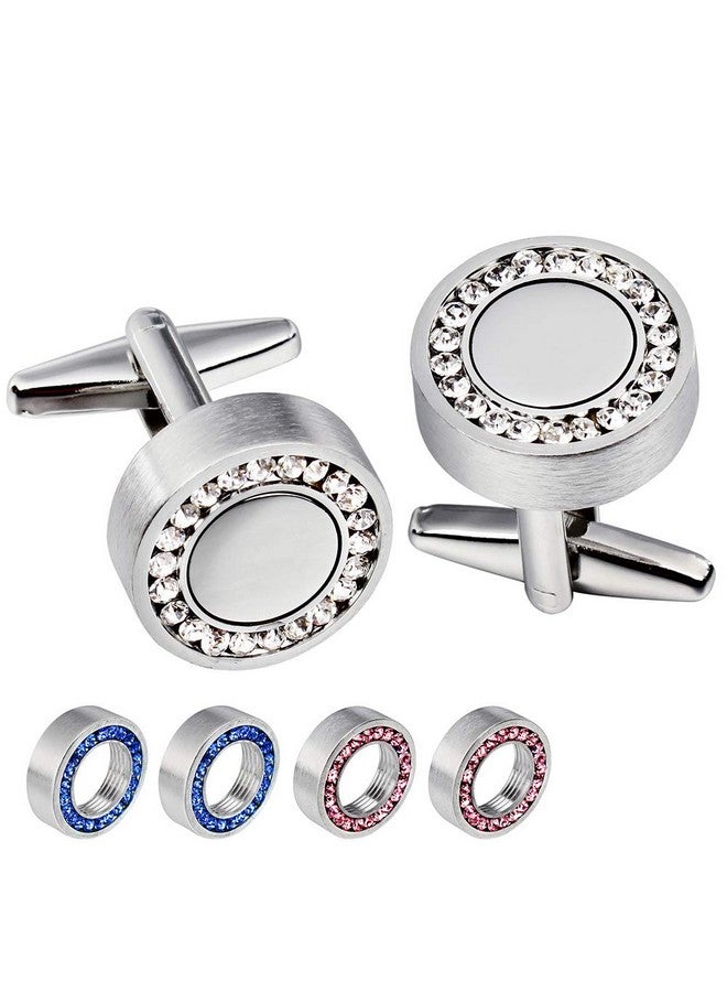 HAWSON Mens Cufflinks For Tuxedo Shirts With 3 Pairs Removeable Crystal Cap Crystal For Men Pack In A Elegant Box - Image 1