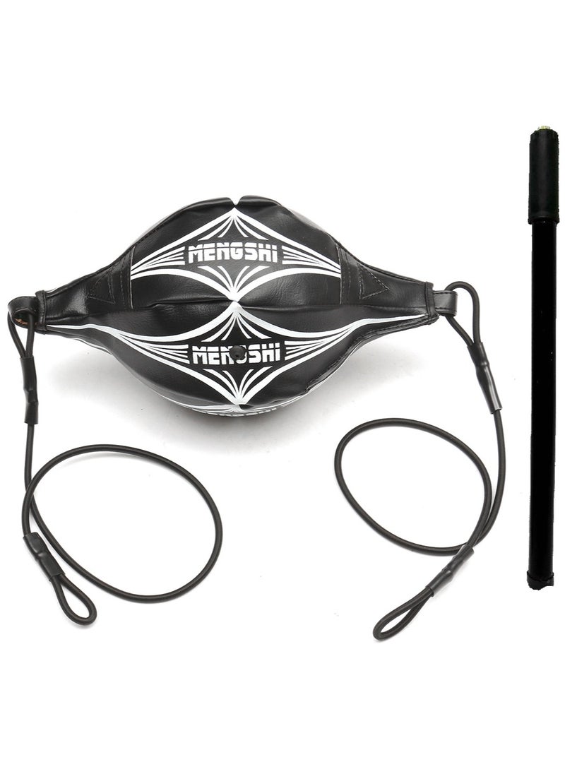 Mengshi PU Leather Double End Boxing Training Speed Ball with Ropes and Pump, Black  - Image 1