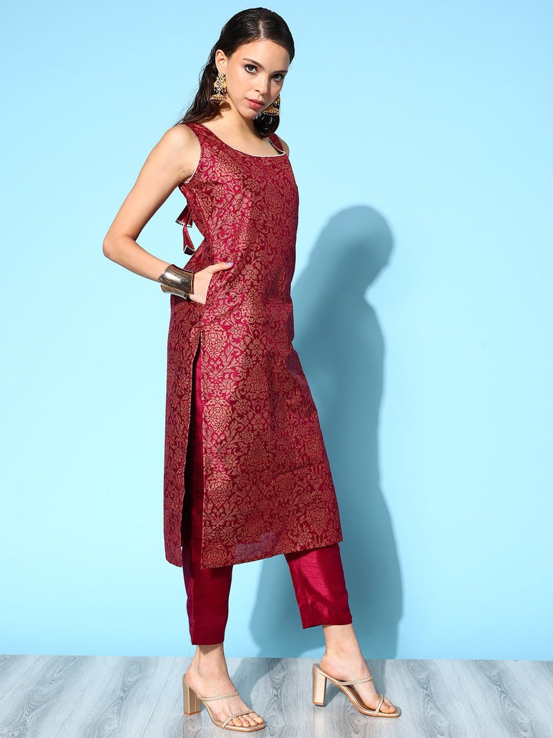 Ahalyaa Wine Kurta for Women - Image 3
