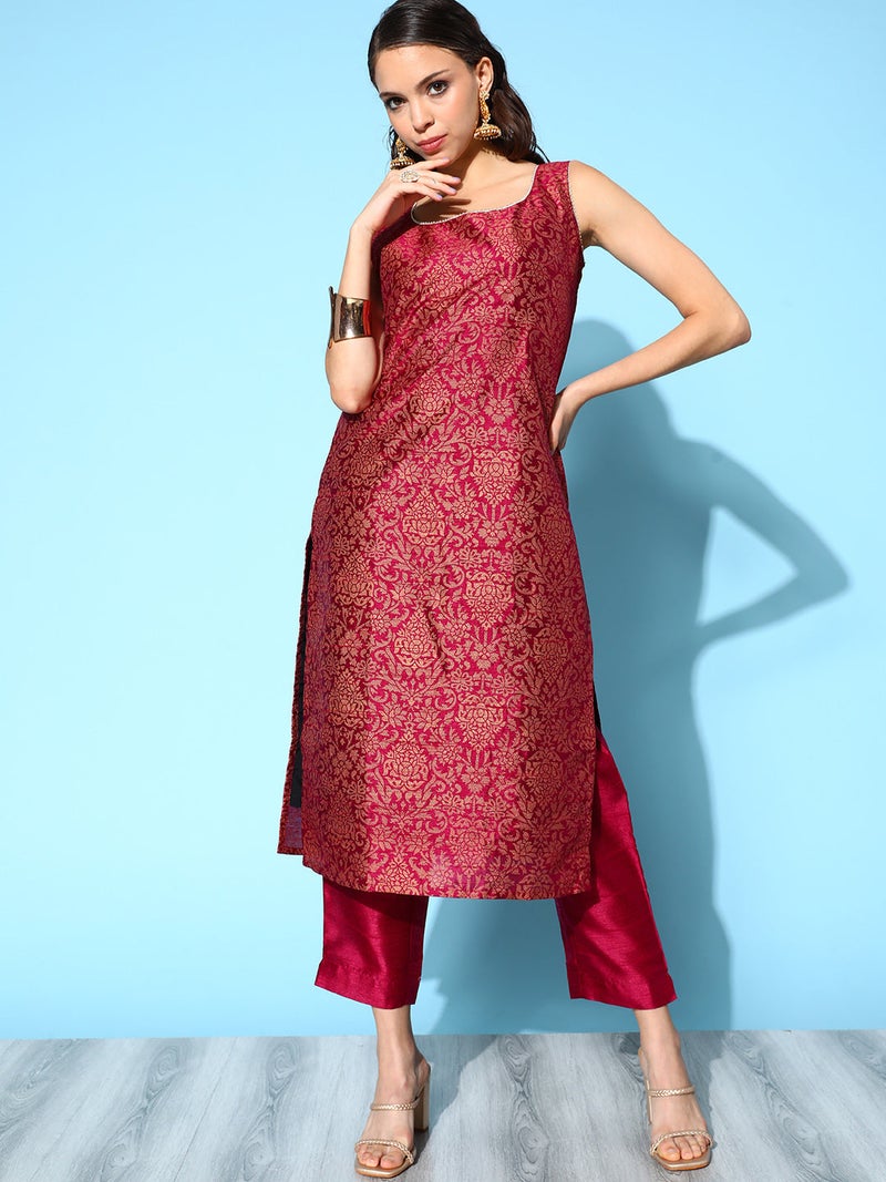 Ahalyaa Wine Kurta for Women - Image 2